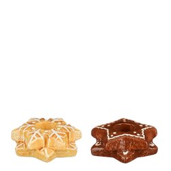 Mica decorations Kandelaar ster blad l.bruin d.bruin 2 assorti - l7,5xb7,5xh3cm
