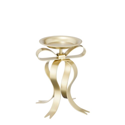 Mica decorations Kandelaar strik champagne - l17xb14xh20cm
