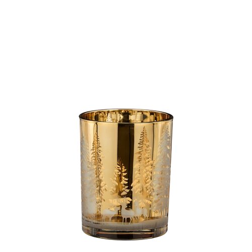 Mica decorations Noble theelicht houder boom goud - h12,5xd10cm