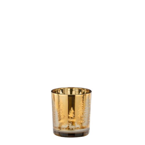 Mica decorations Noble theelicht houder boom goud - h8xd7cm