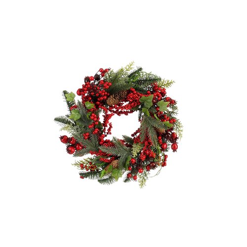Mica Decorations Norah krans rood - h11xd40cm