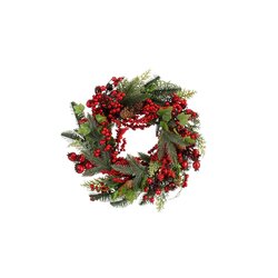 Mica Decorations Norah krans rood - h11xd40cm