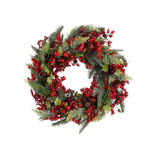 Mica Decorations Norah krans rood - h13xd50cm