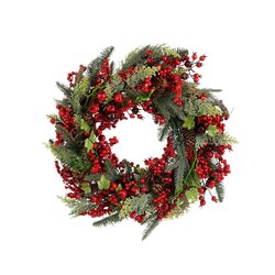 Mica Decorations Norah krans rood - h13xd50cm