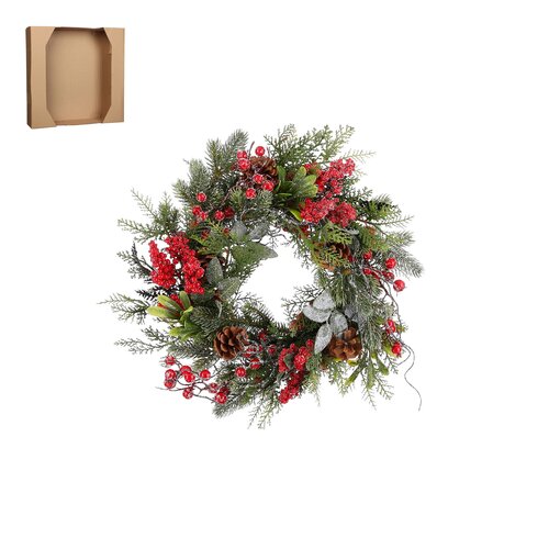 Mica Decorations Randell krans rood - h10xd40cm