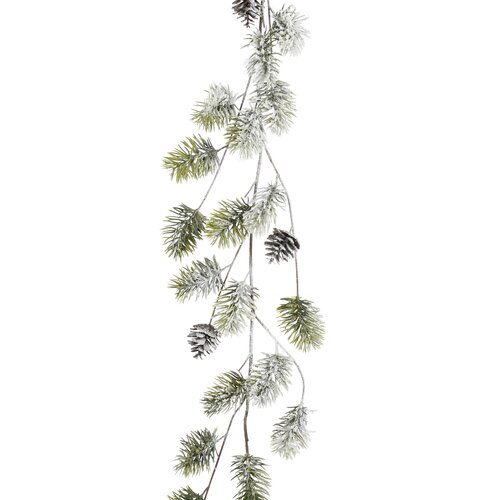 Mica decorations Slinger dennenappel groen frosted - l180xb13xh10cm
