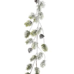 Mica decorations Slinger dennenappel groen frosted - l180xb13xh10cm
