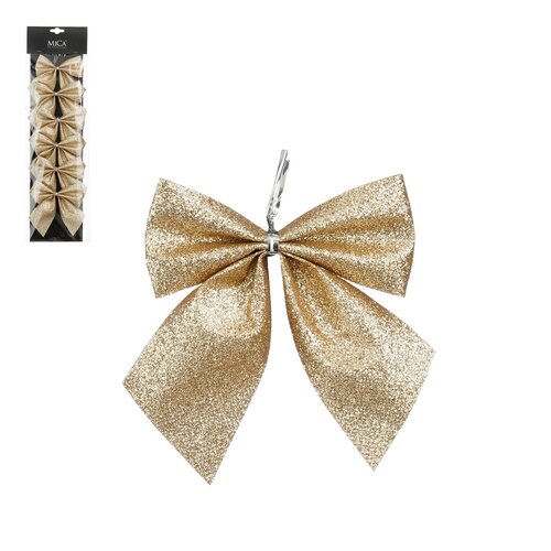 Mica decorations Strik champagne 6 stuks - l10xb12cm
