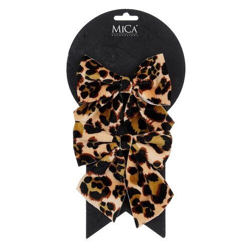 Mica decorations Strik dier print bruin 2 stuks - l12xb13cm