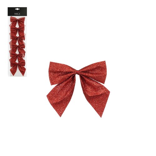 Mica decorations Strik rood 6 stuks - l10xb12cm
