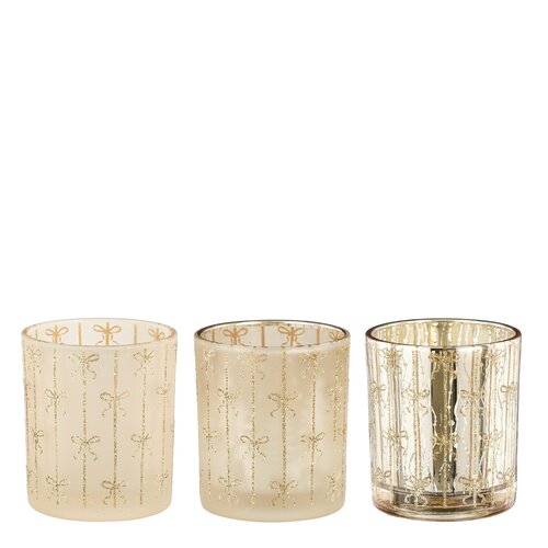 Mica decorations Theelicht houder goud 3 assorti - h8xd7cm