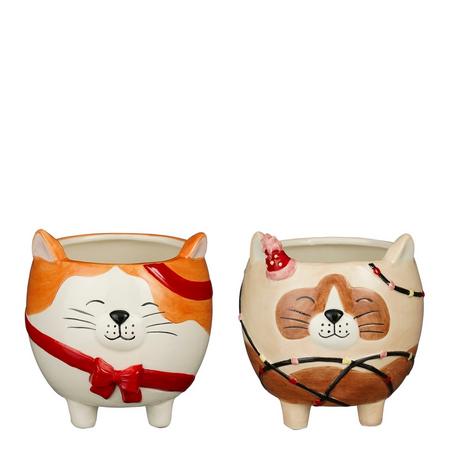Mica Pot funny kat l12.5b12h13cm beige a2