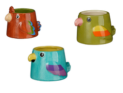 Mica Pot funny vogel l10.5b9h8cm blw 3 assorti