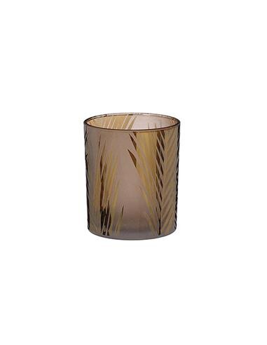 Mica Theelichthdr blad d9h10cm brons