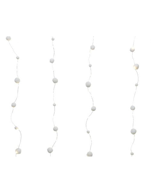 Lumineo Micro LED Gordijn Sneeuwbal Zilver/Warm Wit