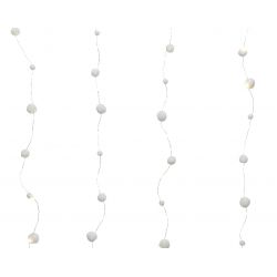 Lumineo Micro LED Gordijn Sneeuwbal Zilver/Warm Wit