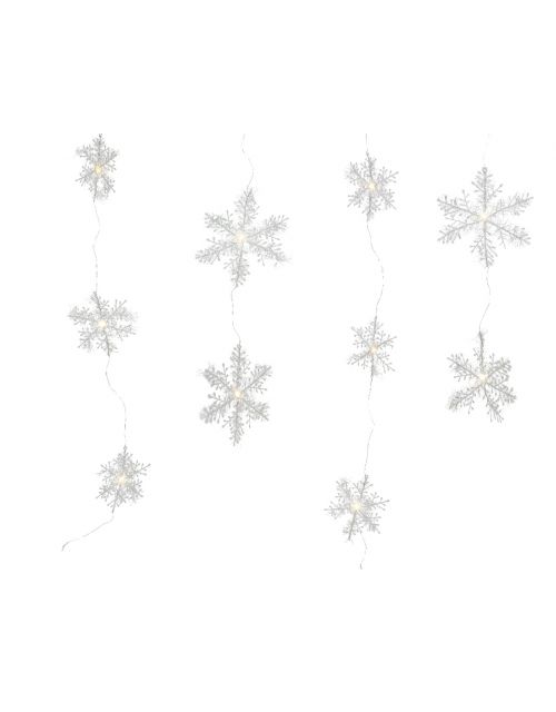 Lumineo Micro LED Gordijn Sneeuwvlok Zilver/Warm Wit