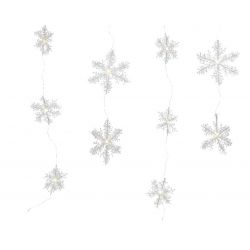 Lumineo Micro LED Gordijn Sneeuwvlok Zilver/Warm Wit