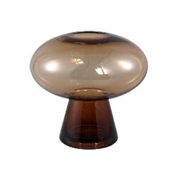 PTMD Minty Brown glass vase round on foot M
