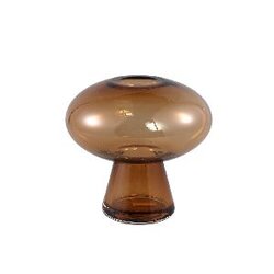 PTMD Minty Brown glass vase round on foot S