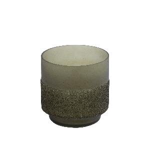 PTMD Miral Green glass round tealight frosted bottom