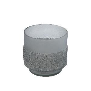 PTMD Miral Grey glass round tealight frosted bottom