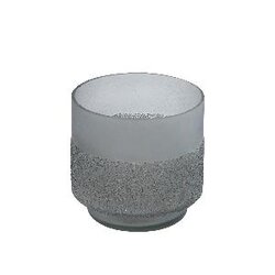 PTMD Miral Grey glass round tealight frosted bottom