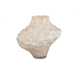 PTMD Moises Cream irregular dented glass vase L