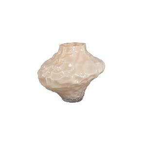 PTMD Moises Cream irregular dented glass vase S