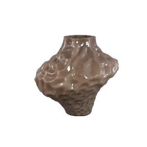PTMD Moises Taupe irregular dented glass vase L