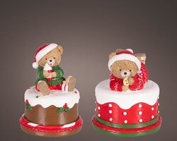 Decoris Muziekdoos polyresin round bear 2ass