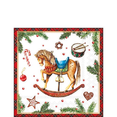 Napkin 25 Classic rocking horse white FSC Mix