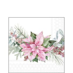 Napkin 25 Pink poinsettia FSC Mix