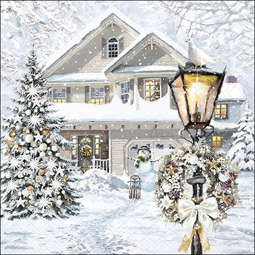 Napkin 33 Christmas house FSC Mix