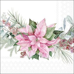 Napkin 33 Pink poinsettia FSC Mix