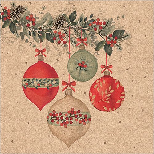 Napkin 33 Recycled Berry baubles nature FSC Mix