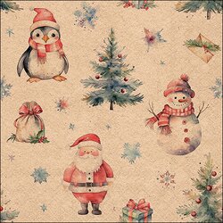 Napkin 33 Recycled Christmas trio nature FSC Mix