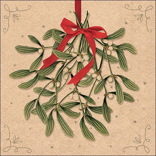 Napkin 33 Recycled Mistletoe with bow nature FSC Mix