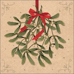 Napkin 33 Recycled Mistletoe with bow nature FSC Mix