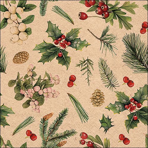 Napkin 33 Recycled Winter greenery nature FSC Mix