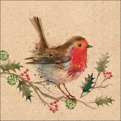 Napkin 33 Recycled Winter robin nature FSC Mix