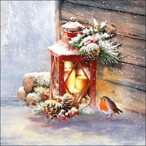 Napkin 33 Robin by lantern FSC Mix