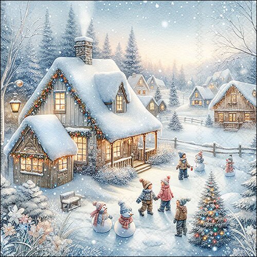 Napkin 33 Winter in backyard FSC Mix