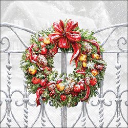Napkin 33 Wreath on fence FSC Mix