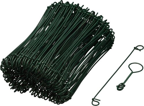 Nature geplastificeerde ijzeren lusdraad 16cm 200st groen - afbeelding 1