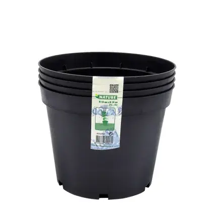 Nature plantcontainer (pot) Zwart 3L H15cm x Ø19cm-4x - afbeelding 1