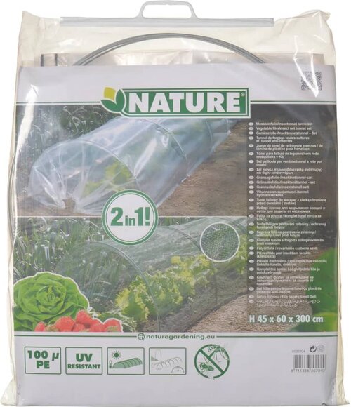 Nature Tuintunnelset 2 in 1 h45 x 60 x 300cm - Incl. Foliehoes 100µ en Anti-insectennet - afbeelding 1