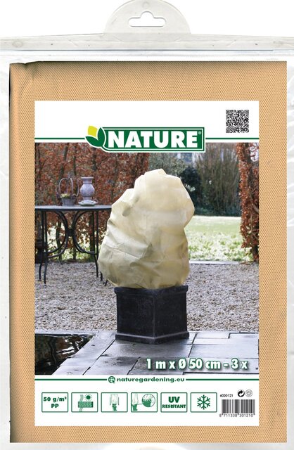 Nature winterafdekhoes met koord Ø50cm x H1m beige 3 stuks - afbeelding 1