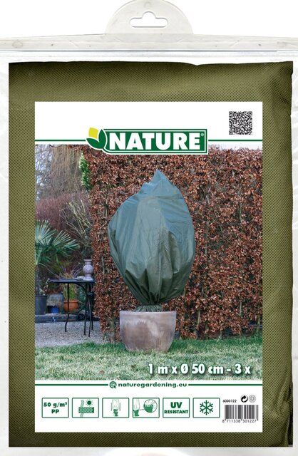 Nature winterafdekhoes met koord Ø50cm x H1m groen 3 stuks - afbeelding 1