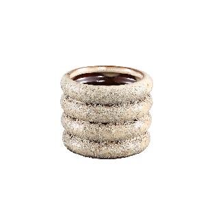 PTMD Neda Cream glazed ceramic pot round layers XS